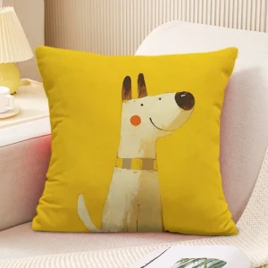 Cute Puppy Pattern Decorative Pillowcase Living Room Bedroom Square Cushion Pillowcase
