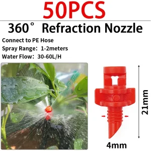 WUJIE Greenhouse Watering Sprinkler Dripper Drip Irrigation Garden Adjustable Mist Emitters Stake Micro Spray Rotating Nozzle