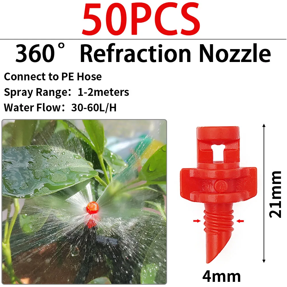 WUJIE Greenhouse Watering Sprinkler Dripper Drip Irrigation Garden Adjustable Mist Emitters Stake Micro Spray Rotating Nozzle - Image 22