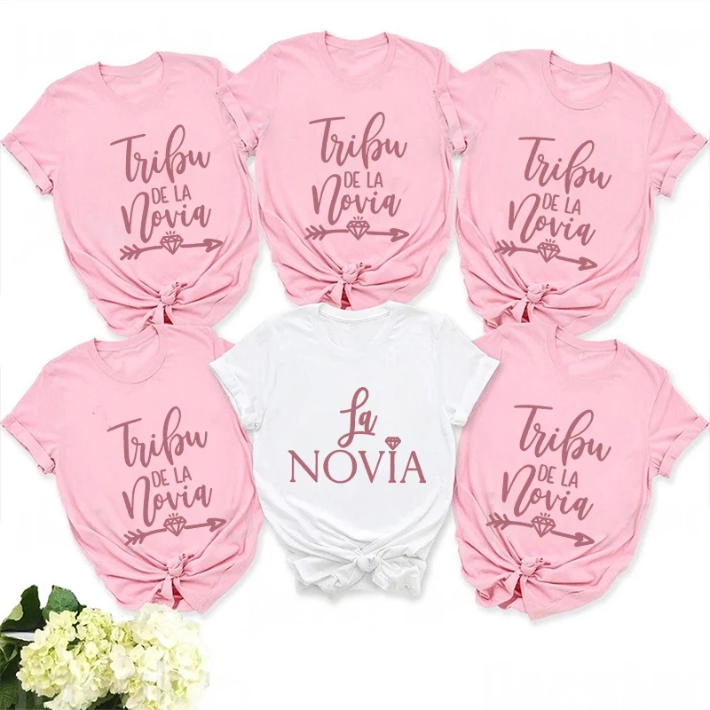 Spanish Team Bride Tribe T-shirt Girls Single Farewell Bachelorette Party Shirt Bridal Shower Wedding Party Tops Women Clothing