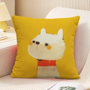 Cute Puppy Pattern Decorative Pillowcase Living Room Bedroom Square Cushion Pillowcase