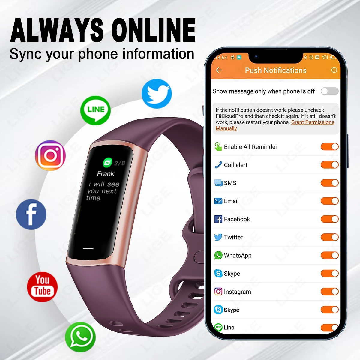 LIGE New Fashion Smartwatch Men Women Temperature Blood Oxygen Monitoring Bracelet Sports Waterproof Smart Watch For Man Laides - Image 5