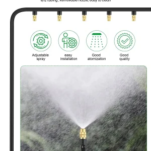 10pcs 4/7PVC Outdoor Misting Cooling System Garden Irrigation Watering 1/4'' Brass Atomizer Adjustable Garden Micro Sprinklers