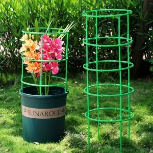 9 Pcs/set 3 Layers Plant Support Plant Stakes Round Plant Support Ring Plastic Plant Cage Holder Flower Pot Climbing Trellis