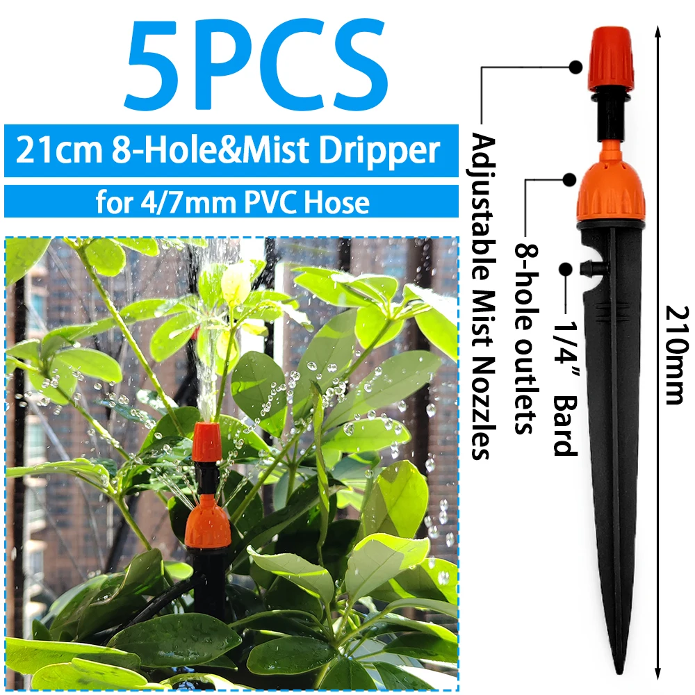 WUJIE Greenhouse Watering Sprinkler Dripper Drip Irrigation Garden Adjustable Mist Emitters Stake Micro Spray Rotating Nozzle - Image 17