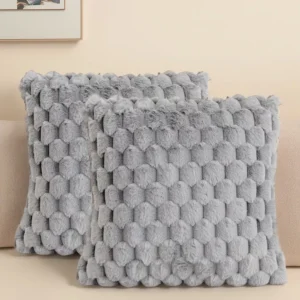 Pack of 2 artificial fur plush luxurious decorative throw pillow cover, for sofa, living room, and car interior（no pillowcore） ﻿