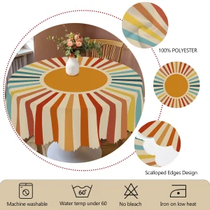 1 Piece of Bohemian Theme Tablecloth, Moroccan Retro Country Farmhouse Style, Colorful Sun Pattern Design, Suitable for Camping Picnic, Holiday Party, Garden Birthday Party Decoration, Kitchen Accessories, Restaurant Terrace, Indoor and Outdoor Tablecloth, Perfect Gift for Friends, Multiple Sizes Av