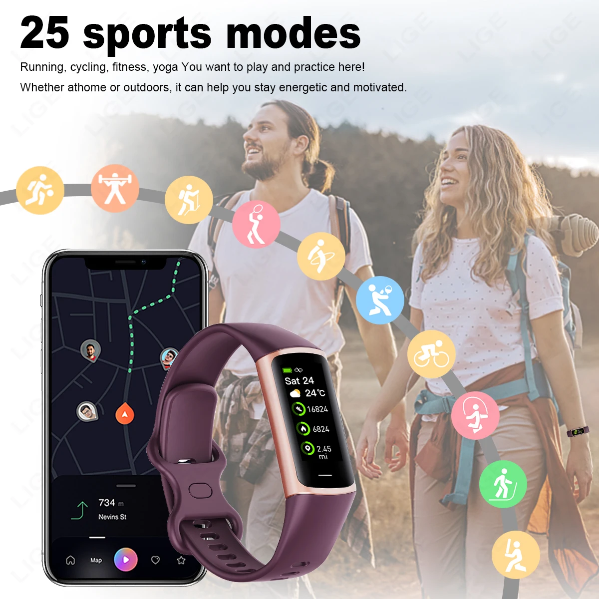 LIGE New Fashion Smartwatch Men Women Temperature Blood Oxygen Monitoring Bracelet Sports Waterproof Smart Watch For Man Laides - Image 6