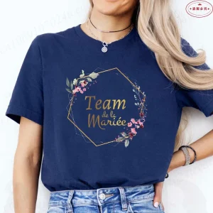 French Girls Team Future Bride T-shirt Wreath Graphic Tees Bridal Wedding Tops Single Farewell Bachelorette Party EVJF Tshirt