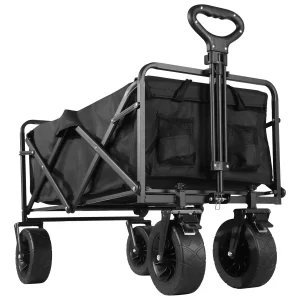 Large Weight Capacity Heavy Duty Wagon Cart Folding Wagon for Outdoor Garden Beach wagon Camping Equipment with Cup Holders
