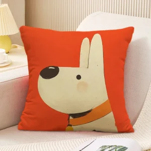 Cute Puppy Pattern Decorative Pillowcase Living Room Bedroom Square Cushion Pillowcase