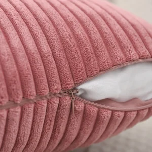 BUYNOW 1PC 4PCs/set Pink Corduroy Decor Couch Throw Pillow Covers Striped Cushion Cases Soft Boho Square Pillow Covers Home Sofa