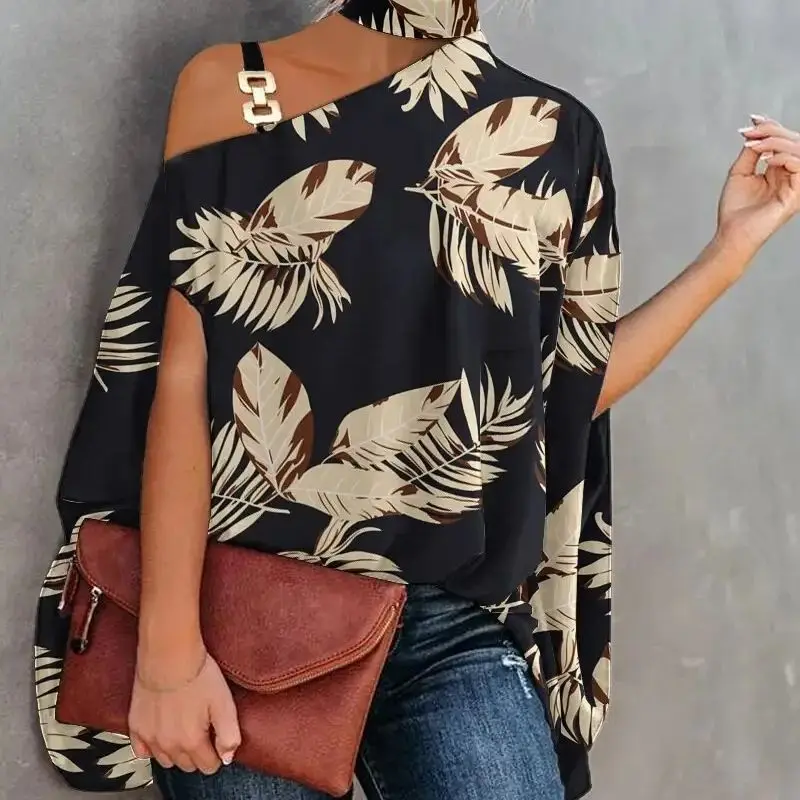 Casual Loose Women's Blouse Fashion Batwing Sleeve Print O-neck Shirts Top 2024 Spring Summer Office Lady Blouses Elegant Tops - Image 6