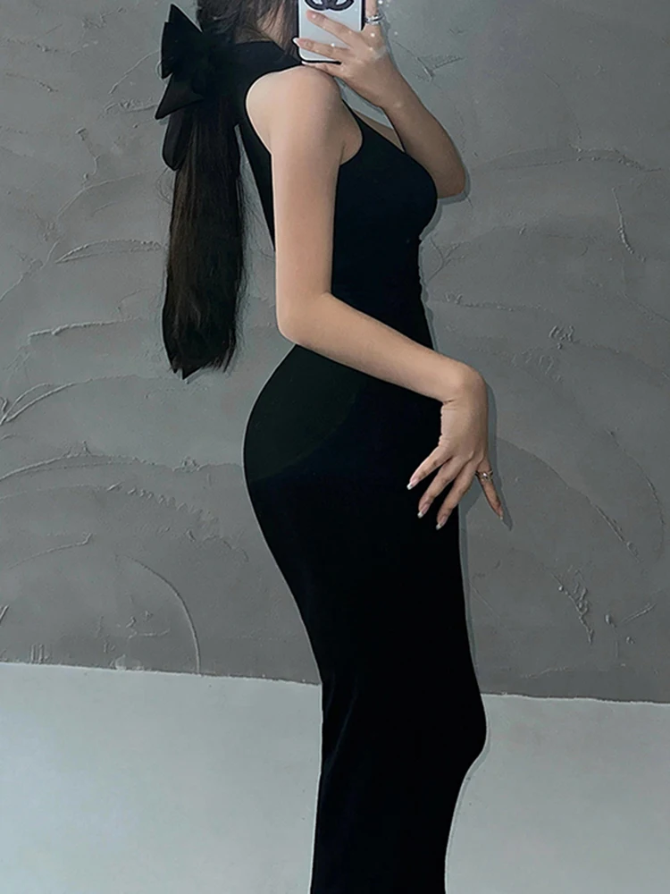 Red Skinny Sexy Turtleneck Midi Dress Women Evening Party Ladies Elastic Hip Wrap Elegant Bodycon Dresses Y2k Clothing - الصورة 5