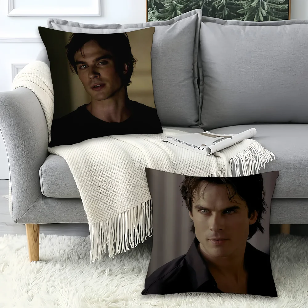 Vampire Diaries Starring D-Damon S-Salvatore Pillow Case Office Cushions Suitable For Sofa Car Bedroom Decorative Cushion Cover - الصورة 4