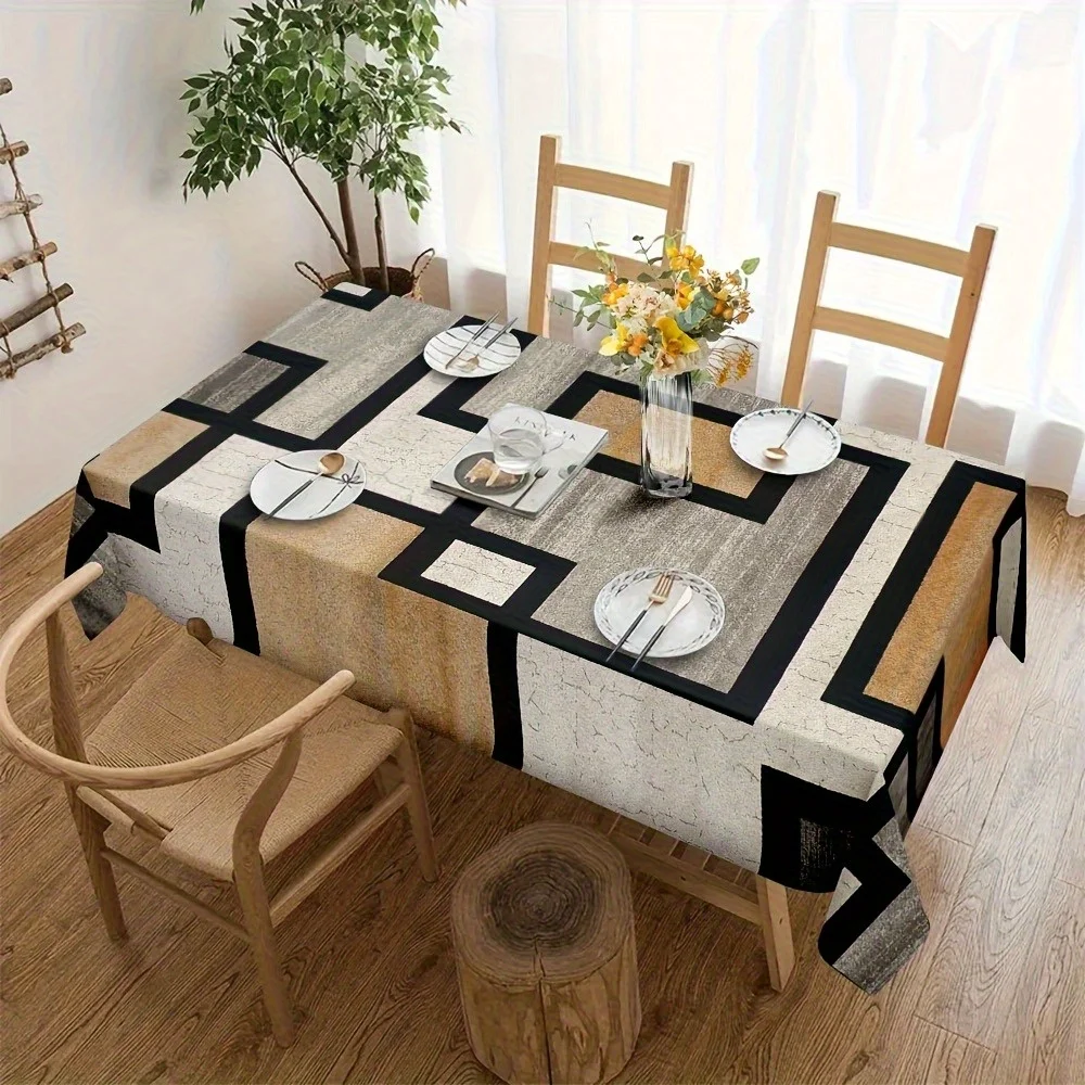 VIKAMA Minimalist Geometric Print Tablecloth Oil-Resistant and Easy to Clean Kitchen Dining Table Restaurant Home Decor - Image 4