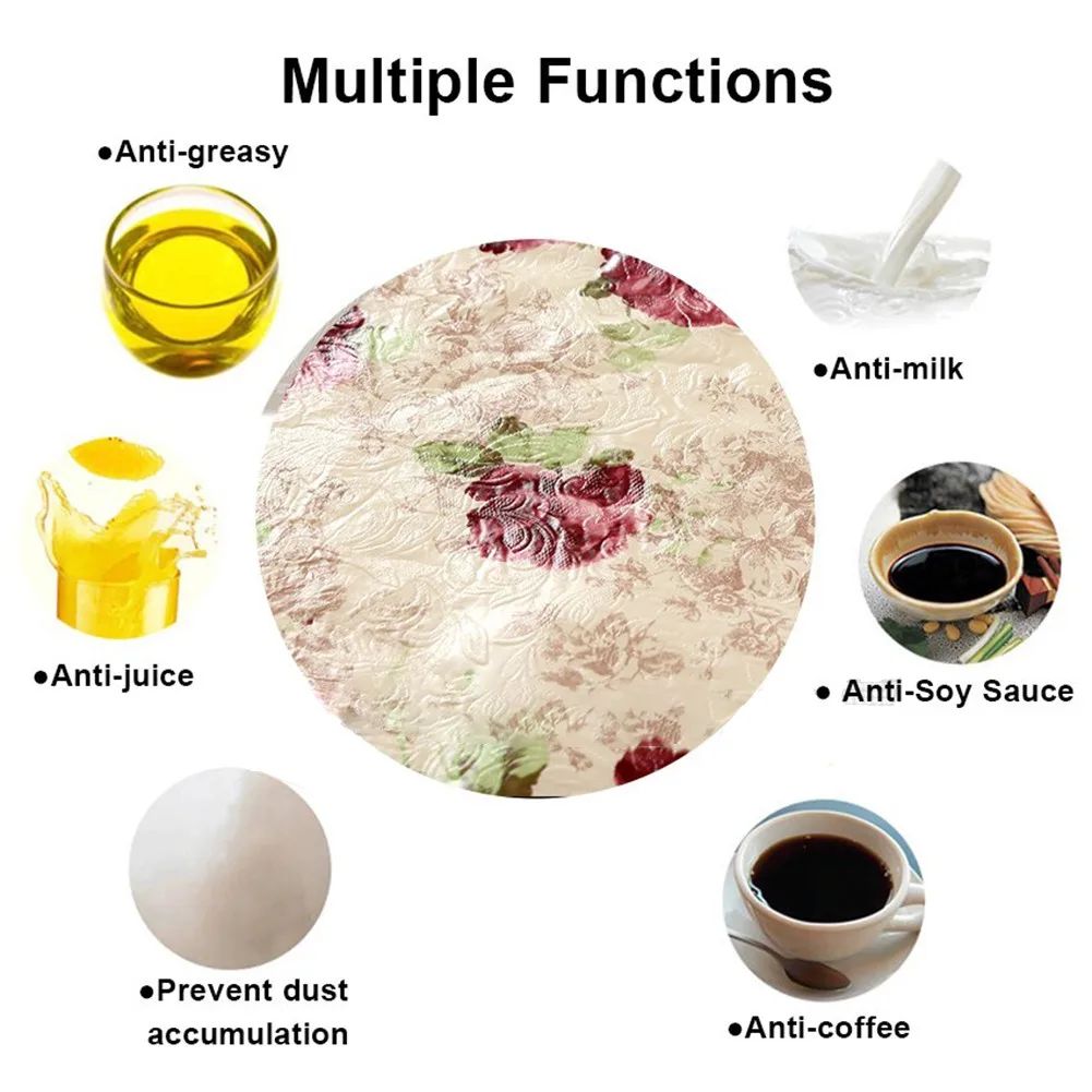 Round Table Cloth 152/180cm Waterproof Table Cloth Oil Round Tablecloth Flower PVC Tablecloth Household Kitchen Tablecloth - Image 4