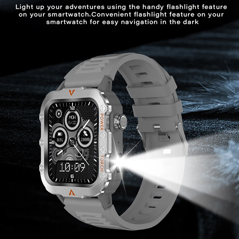 Flashlight Smartwatch Fitness Clock Health Monitor Waterproof Smart Watch Bluetooth Call Sports Watches for Man IOS Android 2025 - الصورة 4