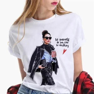 Paris Girl Europe and America Fashion Loose Ins White Short-sleeved T-shirt Woman Graphic T Shirts Harajuku Women Clothes