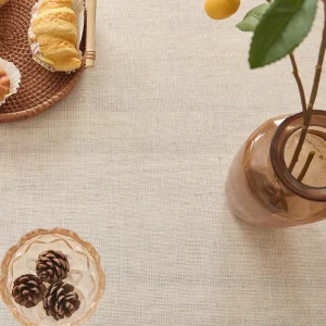 Beige linen square tablecloth, retro countryside style, kitchen living room coffee table decoration tablecloth