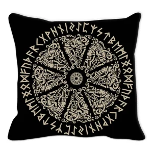 Viking Amulet Pillowcase Sofa Cushion Home Decor  Black and White Geometric  Cover