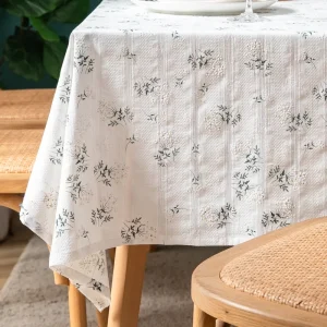 Beige Daisy Lace Tassels Cotton Tablecloth Rectangle Table Cover for Tea Table Decorations Kitchen Living Room Wedding Party Use