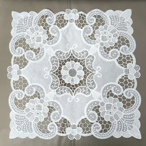 Beautiful Floral Table Cloth White Lace Embroidery Flower 30/40cm Square Table Mat Home Decoration