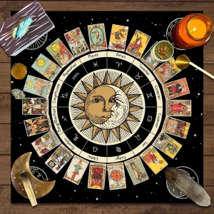 1pc Tarot card tablecloth, twelve constellations divination, starry sky altar cloth, Tarot card game decoration tablecloth