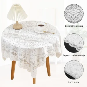 Square Lace Tablecloth White Flower retro European Embroidered Dinning table linen Cover wedding party garden home decoration