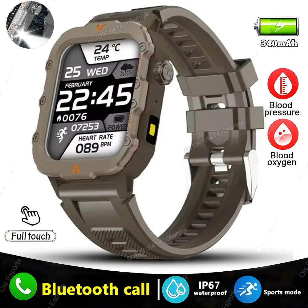 2025 Rugged Military Smart Watch Men's Outdoor Watch 2.01" HD Touch Screen Voice Bluetooth Call Sports Waterproof Smartwatch New - الصورة 8