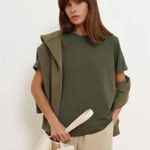 Bornladies Summer 100% Cotton Women's T-shirt Bottoming Basic Fashionable Solid Lady Short Sleeve Loose Tops Shirts 230g/㎡ Tops
