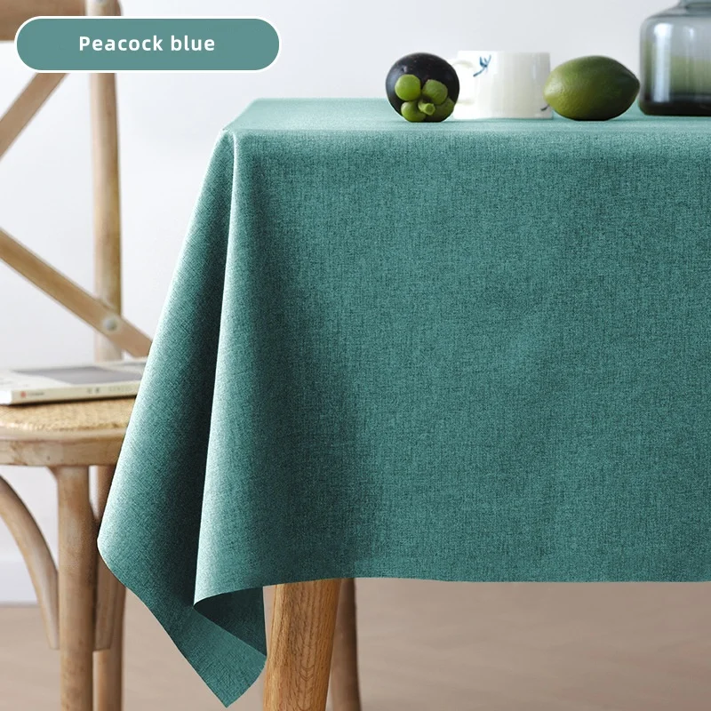Rectangular Tablecloth Cotton And Linen Tablecloth Waterproof Oil-Proof Solid Color Cover Towel Home Dining Table Decoration - الصورة 8