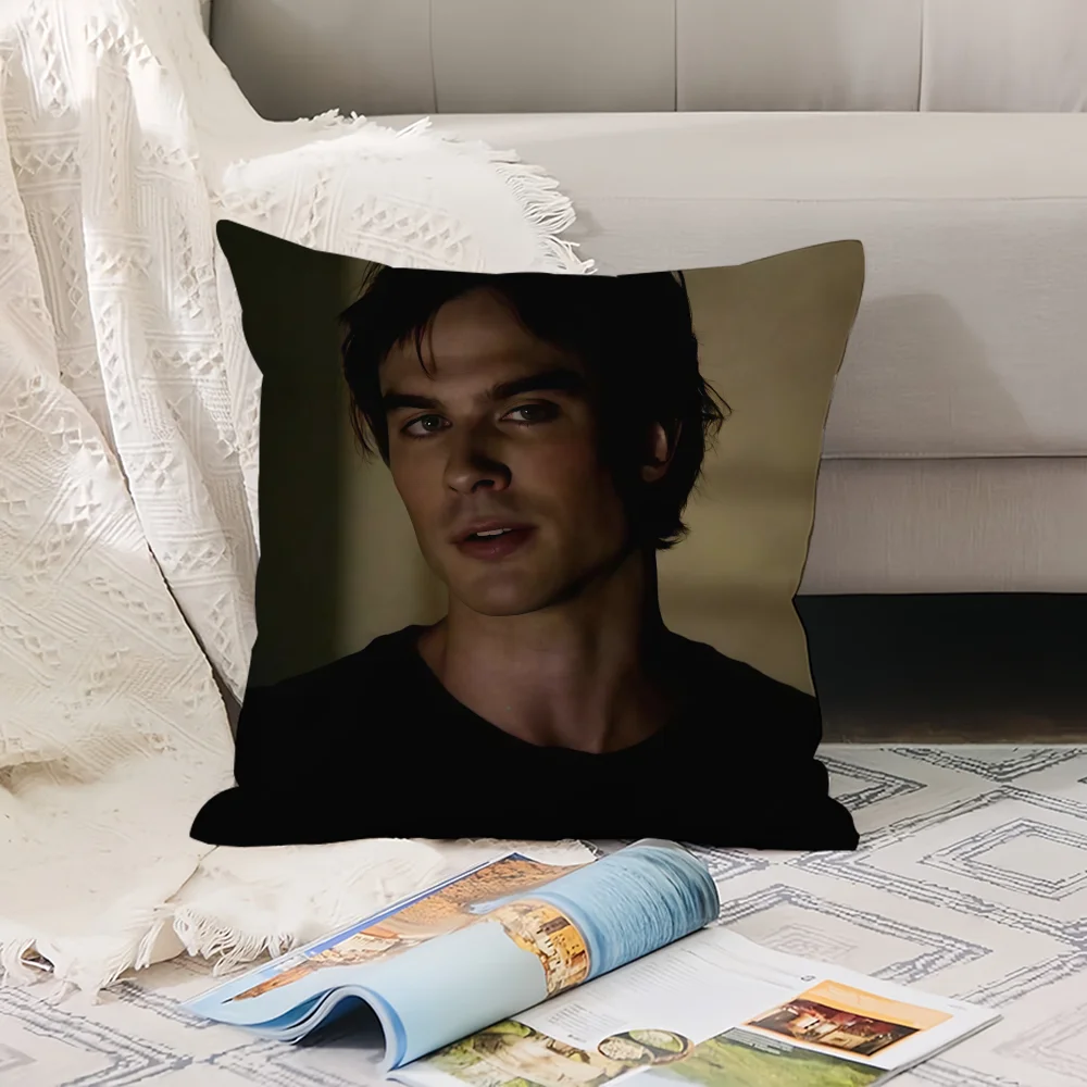 Vampire Diaries Starring D-Damon S-Salvatore Pillow Case Office Cushions Suitable For Sofa Car Bedroom Decorative Cushion Cover - الصورة 5