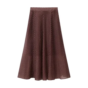 KONDALA Vintage Polka Dot Women Sets Chiffon Bow Tie Loose Blouses Loose Long Skirts Fashion 2026 Spring Summer Holiday Suits