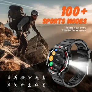 LAXASFIT Bluetooth Call Smart Watch Men Full Touch Screen Health Monitor Clock With Flashlight Men SmartWatch For IOS Android