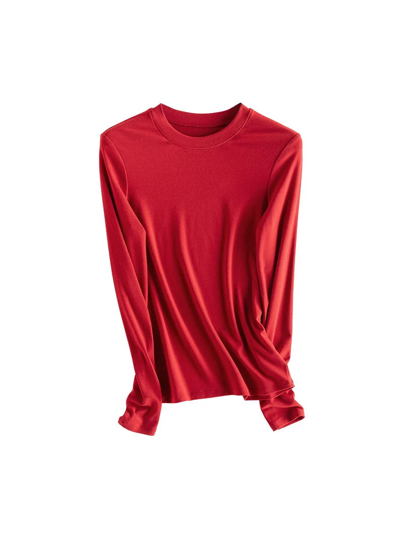 SuyaDream, Women Bottoming T Shirt, 28%Wool 37%Cotton, Long Sleeves, Solid Basic Thermal Shirt, 2025 Autumn Winter Top - Image 14