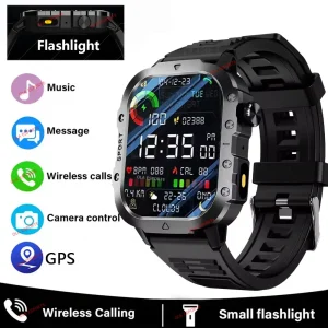 2025 Rugged Military Smart Watch Men's Outdoor Watch 2.01" HD Touch Screen Voice Bluetooth Call Sports Waterproof Smartwatch New