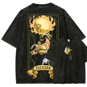 Japan Hot-blooed Anime Seven Deadly Sins Escanor Graphic Print T-shirt Men Women Fashion Vintage Washed Cotton Tee Oversized Top