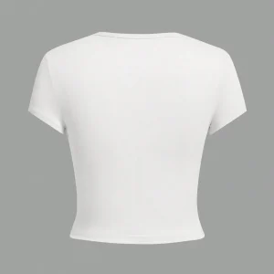 4 pieces Solid color basic short sleeved tight fitting T-shirt for women's casual summer minimalist women's style top O-neck