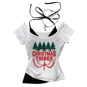Hawkins Demogorgon White Short Sleeve Vintage Basic Tees Ladies Clothes Grunge Graphic Top Casual T Shirt Women