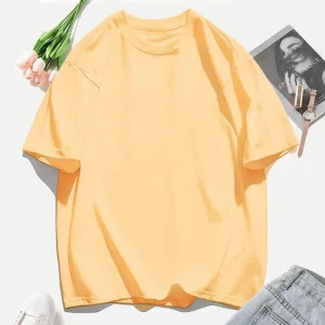 Y2K Woman 100% Cotton T Shirts Solid Color Casual T-Shirt O-Neck Summer Tops For Women Fashion Oversized Female Sportswear