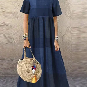 Vintage Printed Maxi Dress Women's Summer Sundress ZANZEA 2025 Casual Short Sleeve Holiday Floral Vestidos Female O Neck Robe