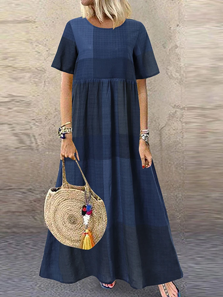 Vintage Printed Maxi Dress Women's Summer Sundress ZANZEA 2025 Casual Short Sleeve Holiday Floral Vestidos Female O Neck Robe - الصورة 9
