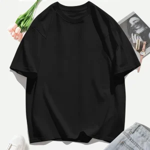 Y2K Woman 100% Cotton T Shirts Solid Color Casual T-Shirt O-Neck Summer Tops For Women Fashion Oversized Female Sportswear