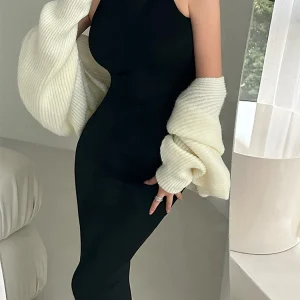 Red Skinny Sexy Turtleneck Midi Dress Women Evening Party Ladies Elastic Hip Wrap Elegant Bodycon Dresses Y2k Clothing