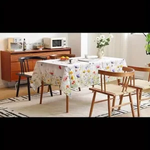 Spring Watercolor Floral Rectangle Tablecloth Wedding Party Decor Summer Colorful Flowers Leaves Table Cloth Home Decorations