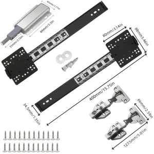 5 Pcs Sliding Door Hardware Kit, Space-Saving Hidden Track&Foldable System with Magnetic Closure for Cabinet, Wardrobe&TV Stand