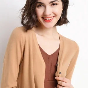 Cardigans Women 2025 Autumn Single Breasted V-neck Knitted Sweater Fashion Short Knitwear Solid Blue Green Pink Women's Jumpers