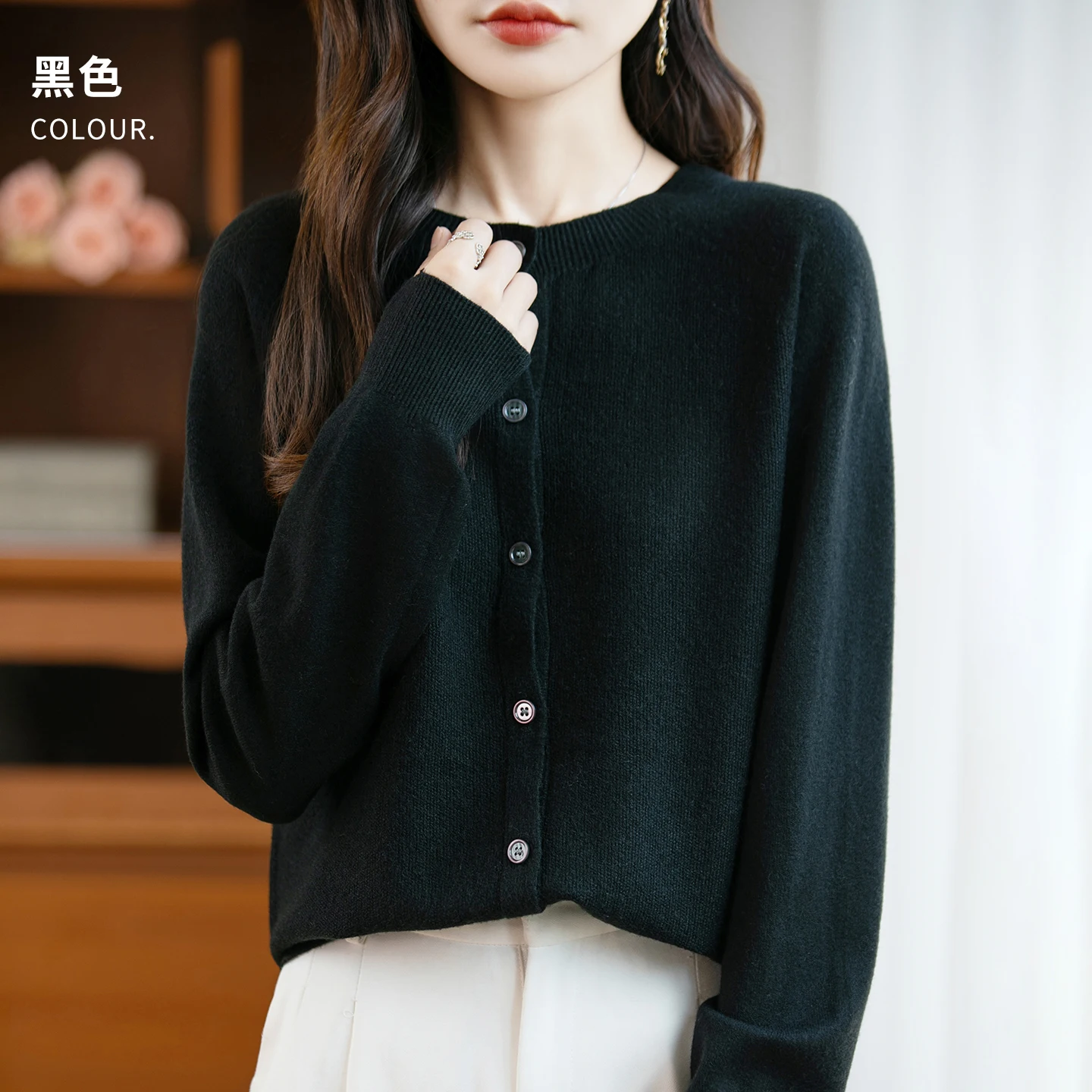 Classic Merino Wool Woman Sweater Basic Female Autumn Winter Knitted Cardigan Elegant Ladies Cashmere Long Sleeve Clothing Tops - Image 23