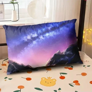 Starry Sky Sunset Sea Pillow, 2D Night Scene Pillow Core and Case Set, Aesthetic Pillow for Student Dormitory